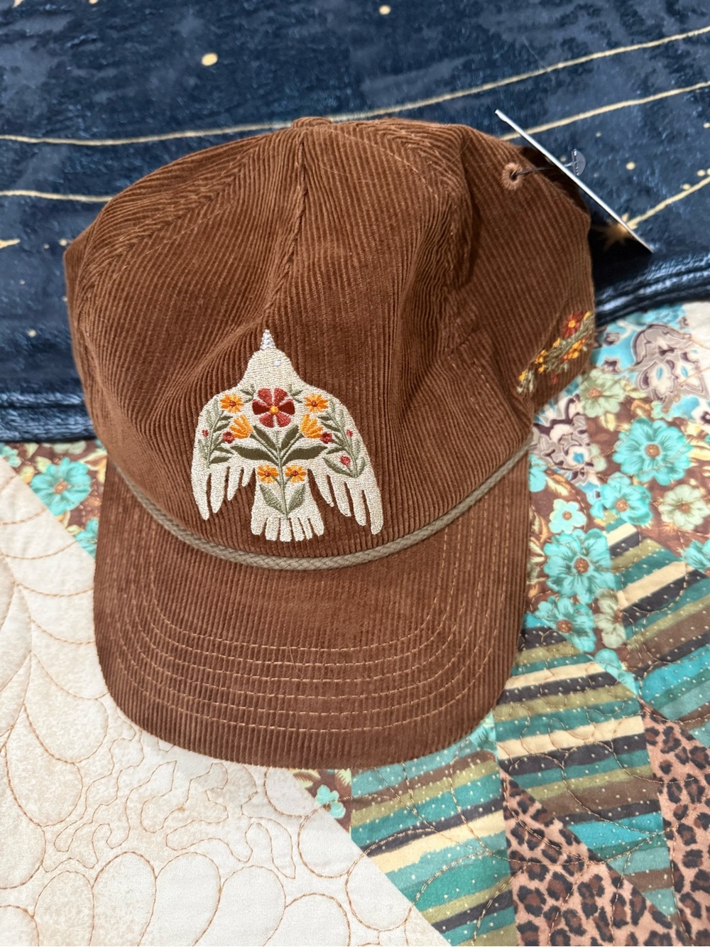 Trailcoast Bloomwing II Snapback hat in washed caramel corduroy NWT